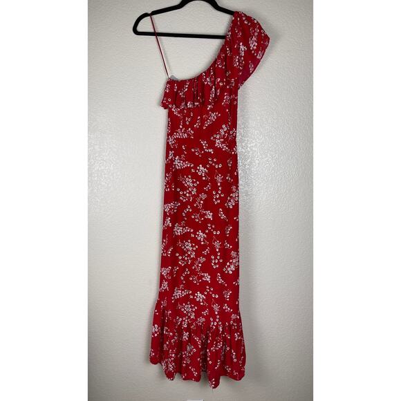 Free People Rue Stiic Westcott One Shoulder Midi Dress Floral Poppy Red Medium - Picture 3 of 12